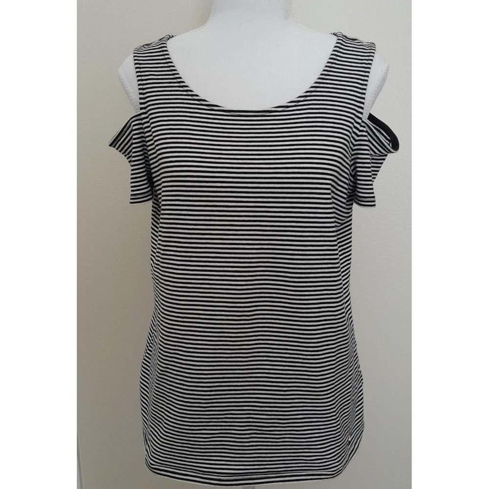 Michael Kors Cold Shoulder Striped Top L